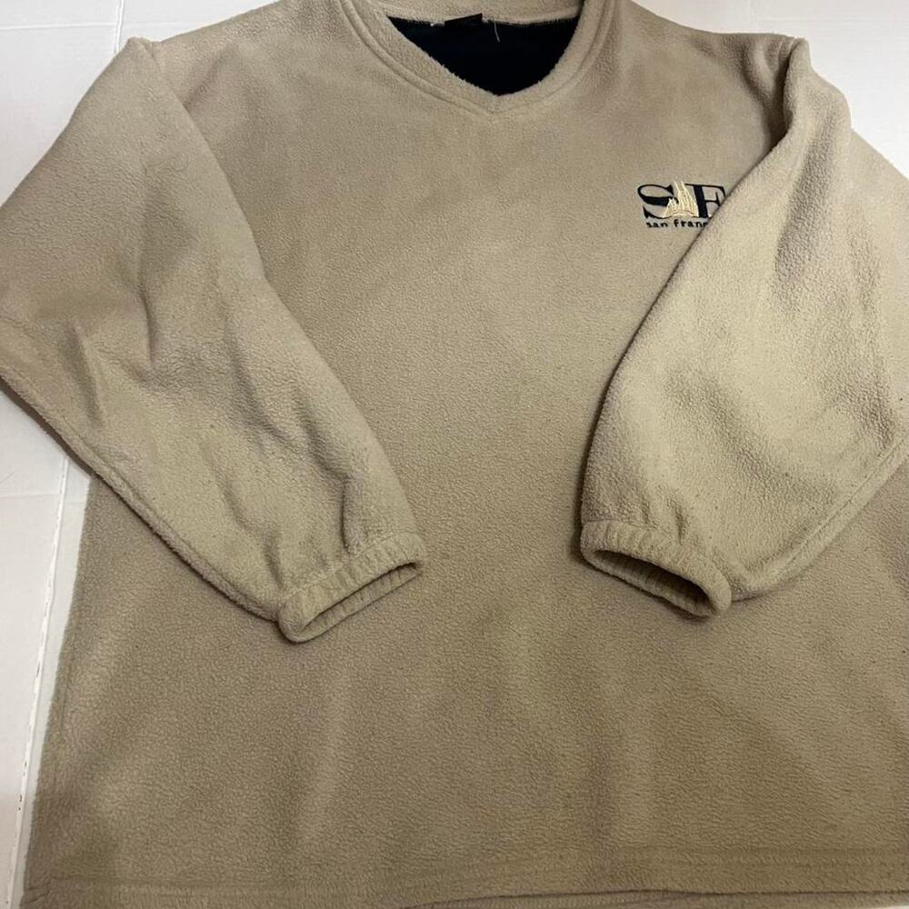 Cozy tan fleece crewneck sweatshirt Made in the USA